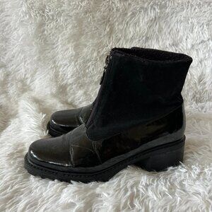 London Fog Patent‎ Leather Zip Up Short Boots Womens 7.5 Black Weather Resistant